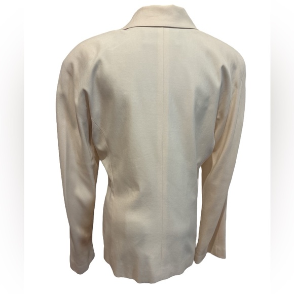 80s A+ELLEN SILK CREAM WIDE LAPEL DOUBLE BREASTED BLAZER QUIET LUXURY SZ 12 - Picture 5 of 8